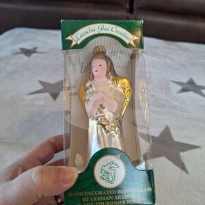 Lauscha Glas Creation‎ Angel White Glass Christmas Ornament Germany w/ Box